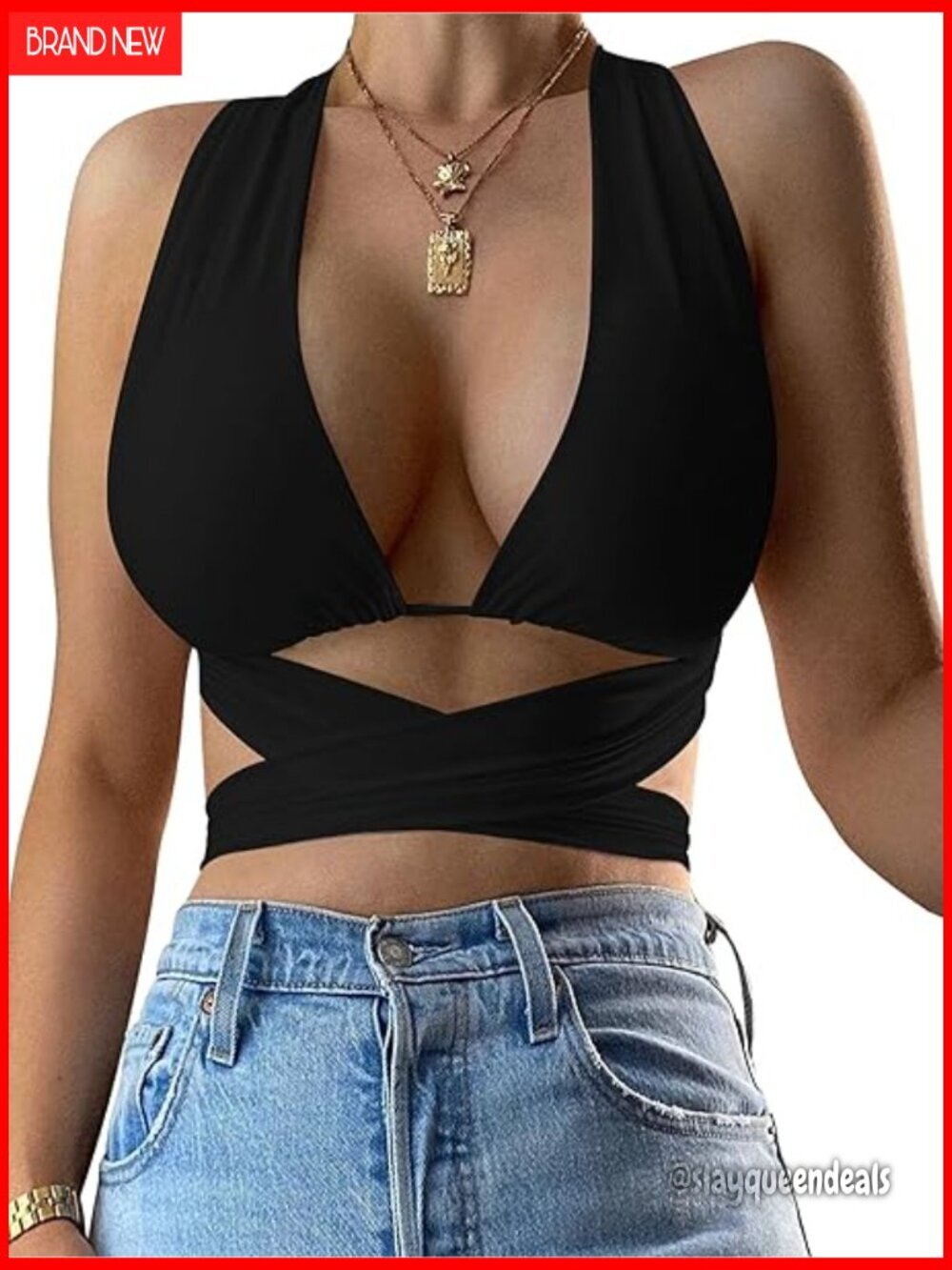 Sleeveless Halter Criss Cross Lace Up Self Tie Crop Top Tank